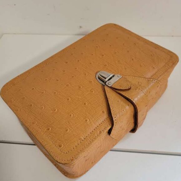 Vintage 1950's Ostrich Skin Toiletry Bag Carry Case or Men's Wash Bag - Picture 2 of 5